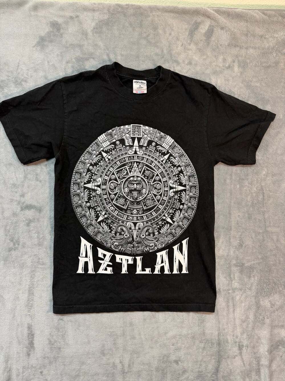 Shaka Wear Aztlan Aztec Calendar Graphic T-Shirt Black Medium